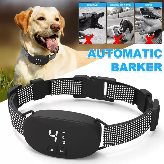 Dog Pet Training Collar Waterproof Electric Shock Anti Bark Collar Rechargeable