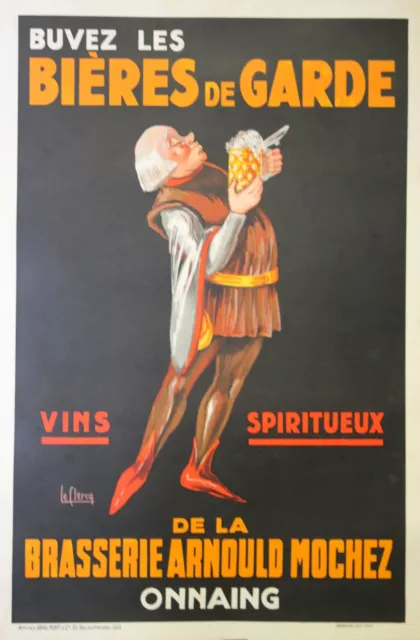 "BIERES DE GARDE" Affiche originale entoilée (Litho LECLERCQ 1930)