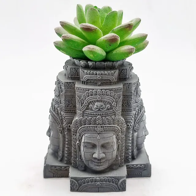 Concrete Buddha Face Planter Mold 4 Sides Goddess Head Pen Holder Silicone Mould