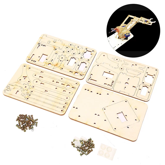 ROBOTIC ARM PLANK 4 DOF Robotic Arm Wooden Splicing Rudder DIY KitSJDE ...