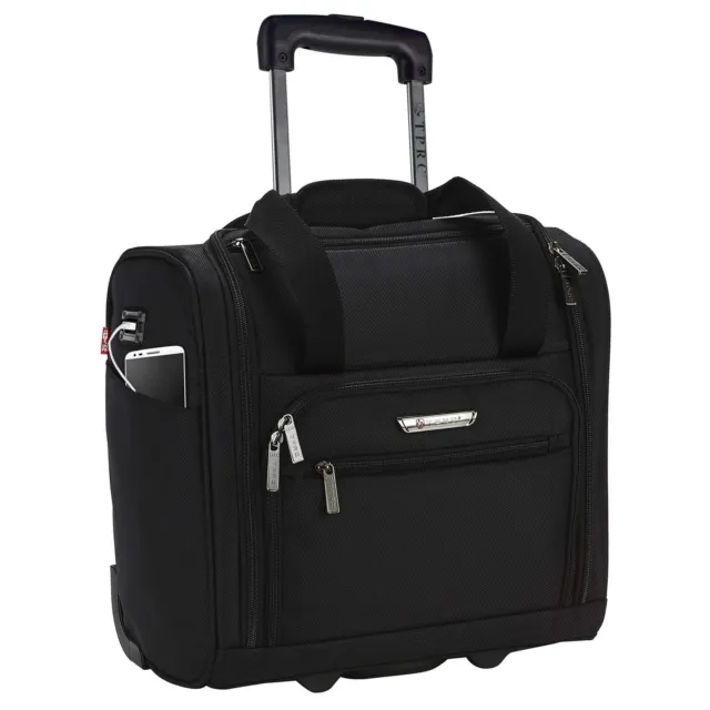 NEW, 15 Inch Black Smart Under Seat Carry-On Luggage With USB Charging Port #167