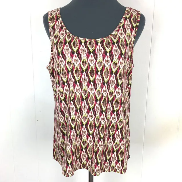 Liz Claiborne Tank Top Women L Pink Check Cotton 36x24