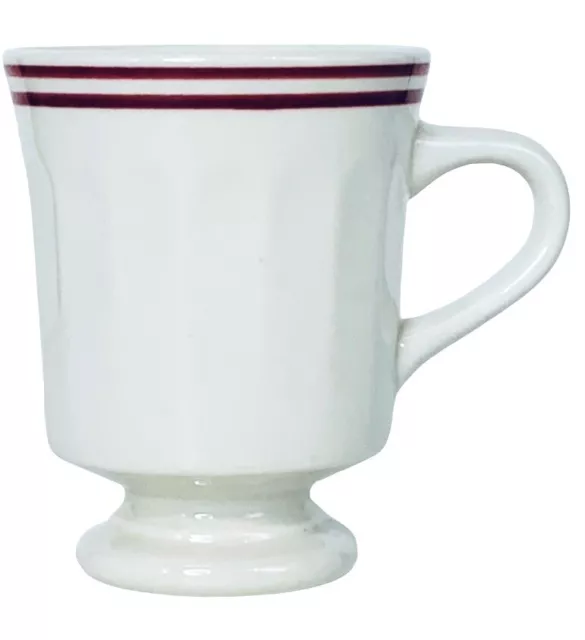 VTG Syracuse China White Maroon Stripe Vitrified Pedestal Java Mug NEW