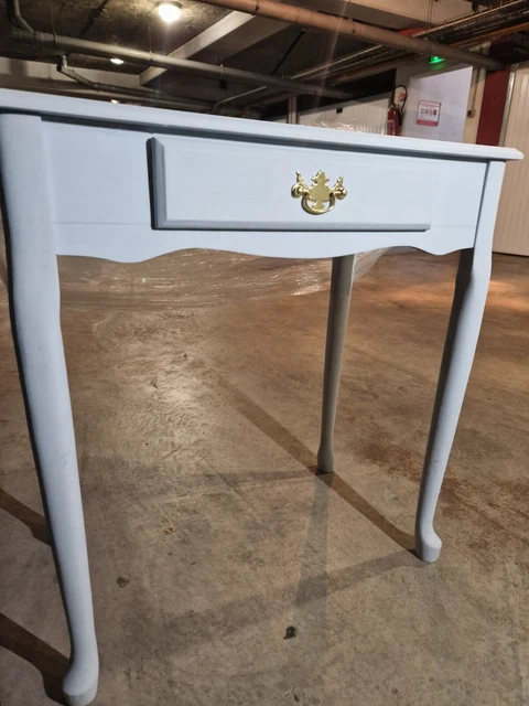 Bureau Ancien Gris Clair En Bois - 1 Tiroir, 70x40x74 Cm, Autoportant, Enfant Ou Adulte
