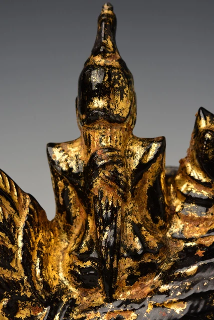 19th Century, Mandalay, Antique Burmese Metal Angel Riding Peacock 9