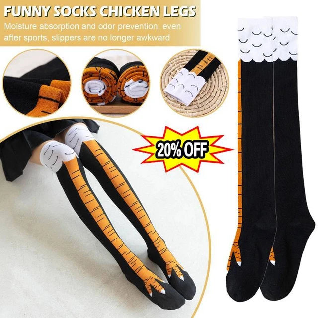 Donne Divertenti Gambe di Pollo Piedi Calzini Alti Leggings Ragazze Cartoni Coscia-Calze-
