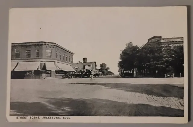 1921  RPPC Julesburg CO- Colorado, Street scene, Vintage Postcard