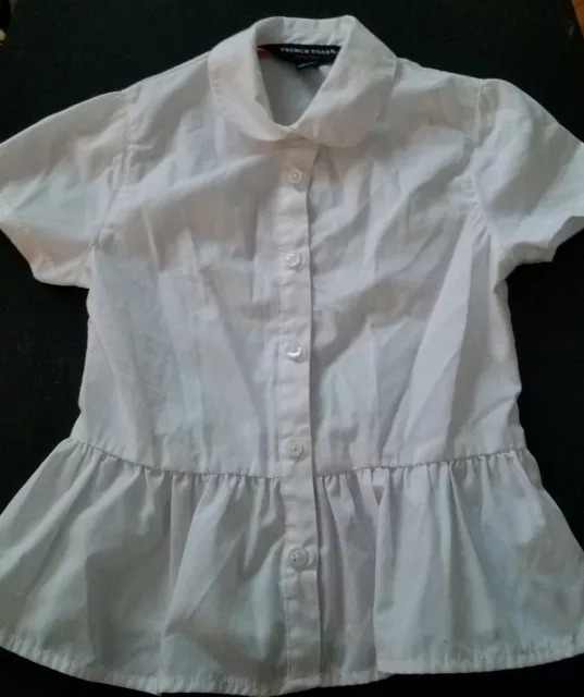 French Toast Blouse Girls Size 4 White Peplum Uniform Top Buttons Short Sleeve