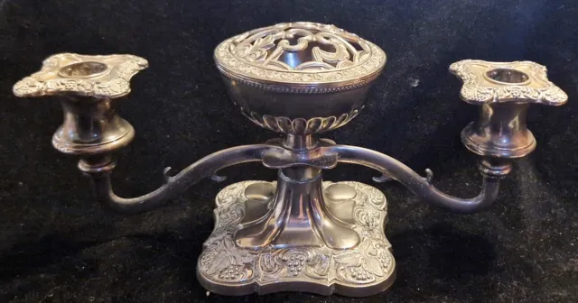 Vintage Georgian Style Silver plated Candelabra with Rose bowl Centrepiece