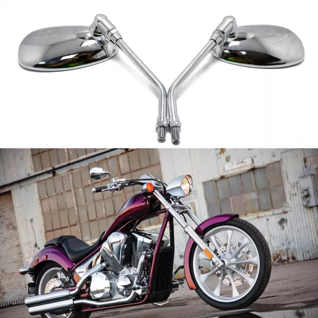 2x Motorrad Chrom Spiegel Rückspiegel M10 E-geprüft für Harley Davison Yamaha