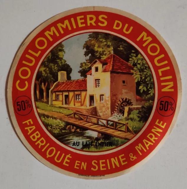 Etiquette de fromage Coulommiers Du moulin 50%  Fabriqué En SEINE ET MARNE