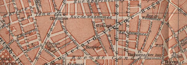 LILLE antique town city plan de la ville. Nord carte. BAEDEKER 1905 old map 2