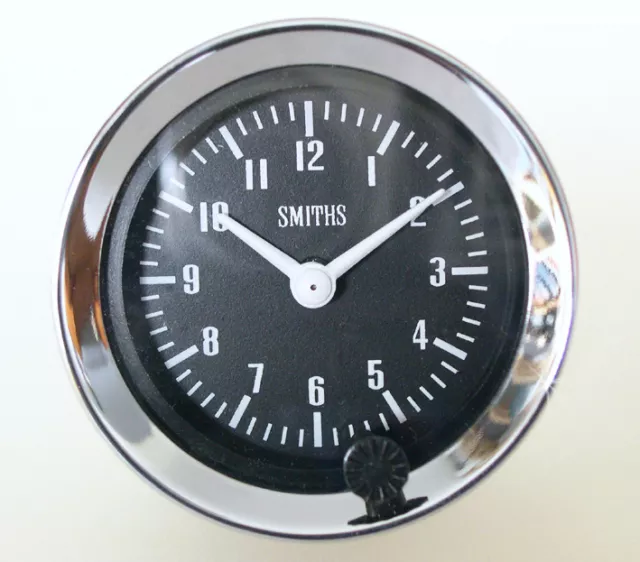 Véritable Smiths 12V Classique Voiture Horloge Avec Cadre Chromé & Noir Visage,