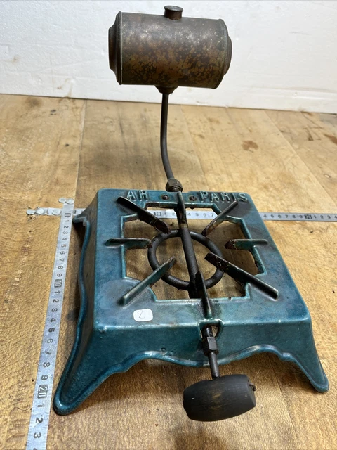 Réchaud à Pétrole Ancien Azurea – Tôle émaillée – Outil De Camp Vintage – France