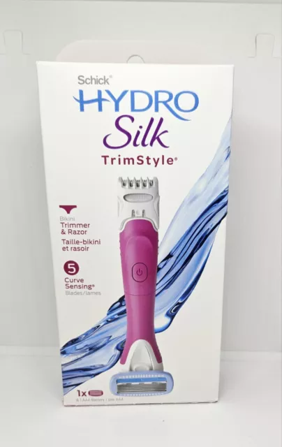 Navaja de afeitar de seda hidráulica para mujer Schick, navaja hidratante + recortadora de bikini, batería