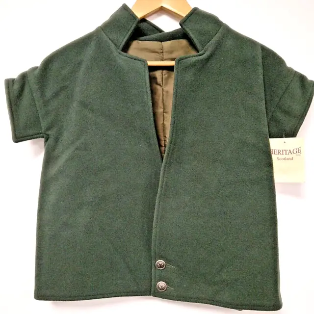 Heritage Clothing Scotland Dark Green Jacobite Waistcoat 100% Wool Lined Size L