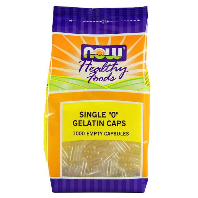 "Cápsulas vacías NOW FOODS, gelatina, individuales 0" - 1000 tapas de gel"