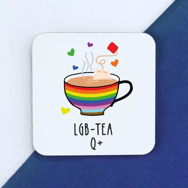 LGBTQ+ Coffee Cup LGB-TEA-Q+ Mug Gay Pride Coaster Option LGBT Birthday Xmas 2