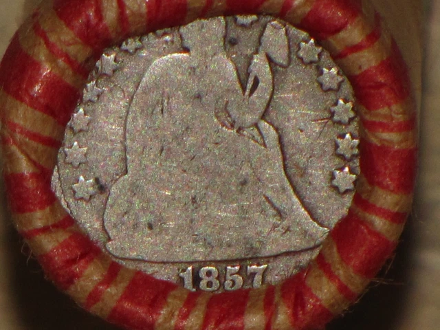 Unsearched Wheat Penny Roll 1857 Liberty Seated Dime & 1897 Indian Cent Ends