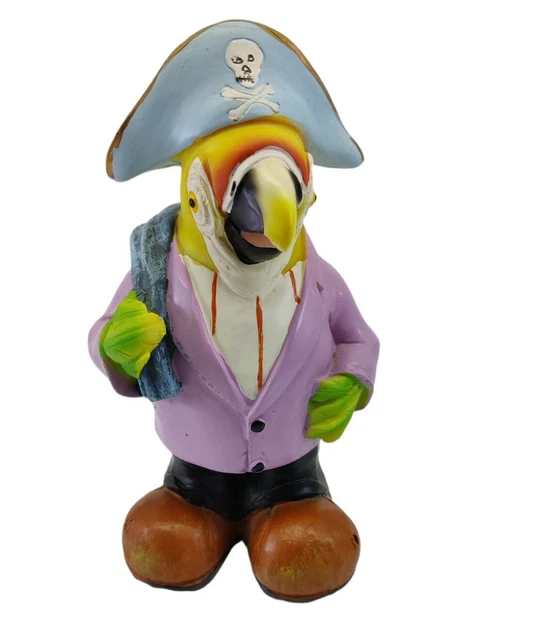 Resin Pirate Parrot Coin Bank Treasure Bank NO STOPPER