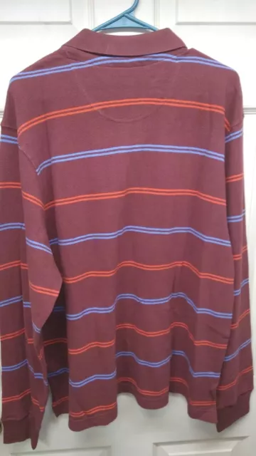 Old Navy Men's Vintage Burgundy Striped L/S Polo Shirt XL DATED 2005 NWT 2