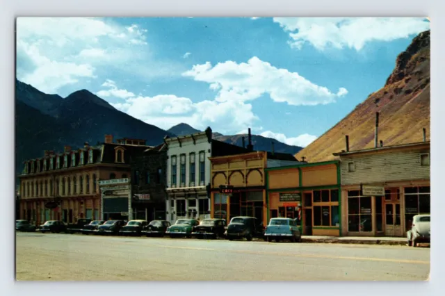 Postcard Colorado Silverton CO Main Street Cars Downtown 1960s Unposted Chrome