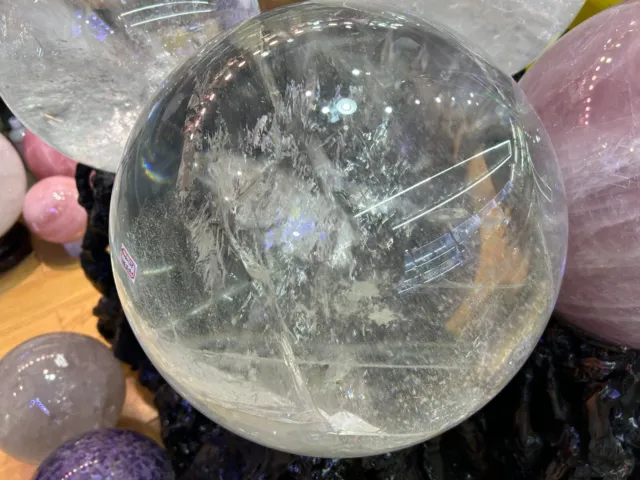 145LB Natural Top clear crystal Quartz hand Carved  ball crystal Reiki healing