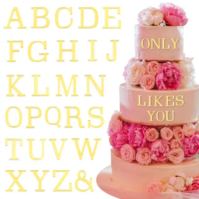 52pcs Cake Topper Christmas Wedding Acrylic Alphabet A-Z Letters Anniversary DIY