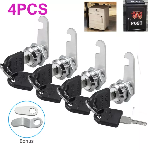 4Pcs Keyed Alike Cylinder Cam Locks Tool Box File Cabinet Desk Drawer with 8 Key