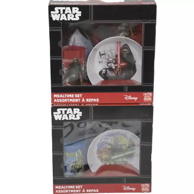 Zak Star Wars 3 Piece Dinnerware Set Plate Bowl Tumbler LOT Kylo Ren Yoda Darth