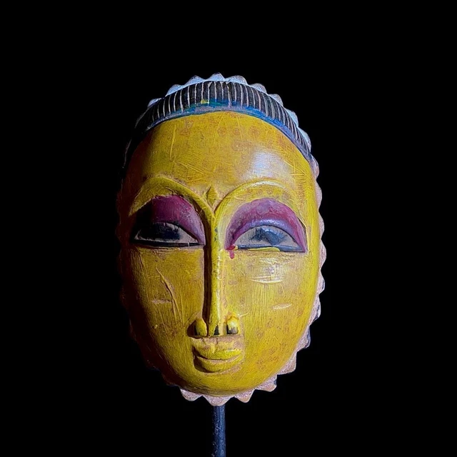 African Art Guro Wood Carved Hanging Baule Ceremonial Baule -8664