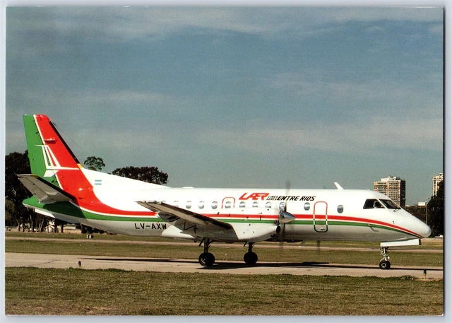 Airplane Postcard LAER Lineas Aerea Entre Rios Airlines Saab SF340A LV-AXW BV18