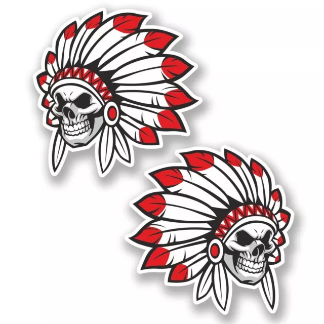 2 x Indian Skull Vinyl Sticker Laptop Travel Luggage Car #5623Â 