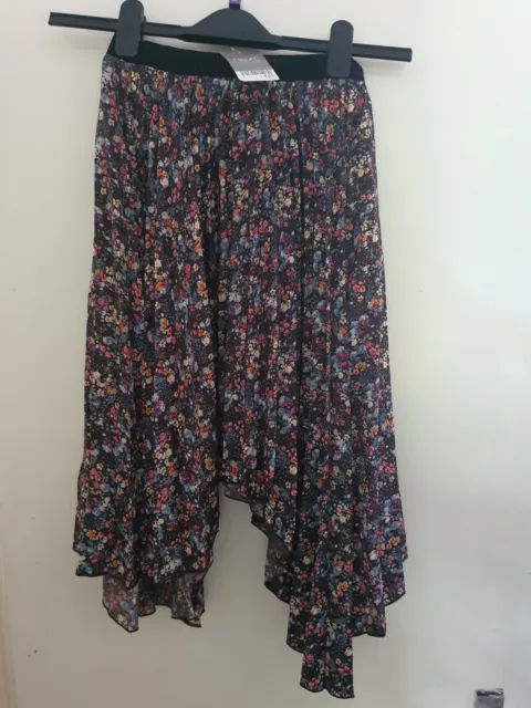 girls Next floral brown skirt dipped edge age 14 years BNWT pleated