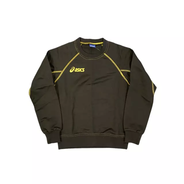 Asics Kinder Logo Sweatshirt (Größe 9-10y) schwarz & gold Rundhalsausschnitt Sweatshirt - Neu