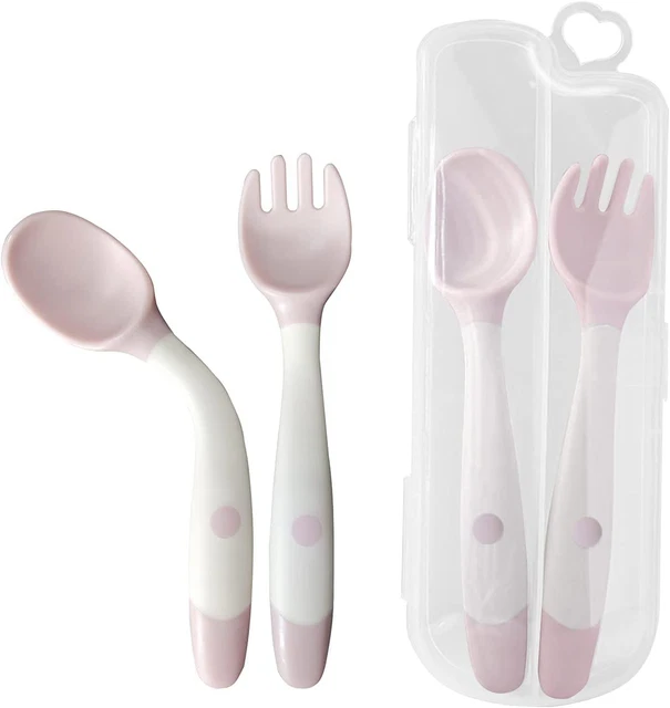 Cubiertos y tenedor Tomedeks 2 piezas cuchara de entrenamiento de alimentación infantil, utensilios para bebé cuchara