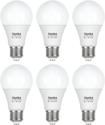 Vanke E27 Screw Bulb, Warm White 2700K, 60 Watts Equivalent, 9W ES LED...