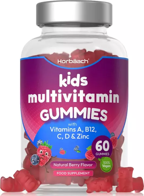 KIDS MULTIVITAMIN |60 Vegan Gummies |14 Essential Nutrients |with ...