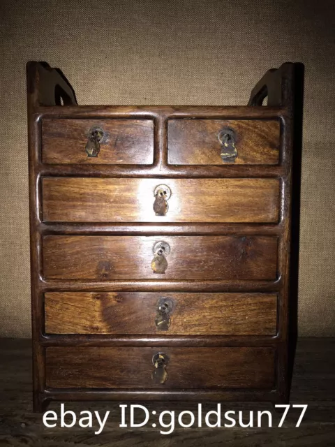 12.5”Collecting Chinese Exquisite handmade Huanghuali Wood dresser
