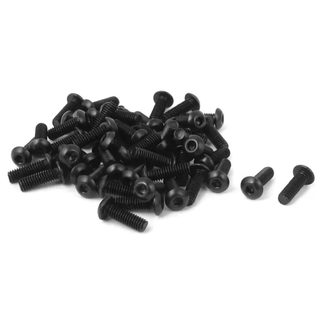 Bouton M2,5x 8mm à tête hexagonale Bouchon à vis Noir 50Pcs