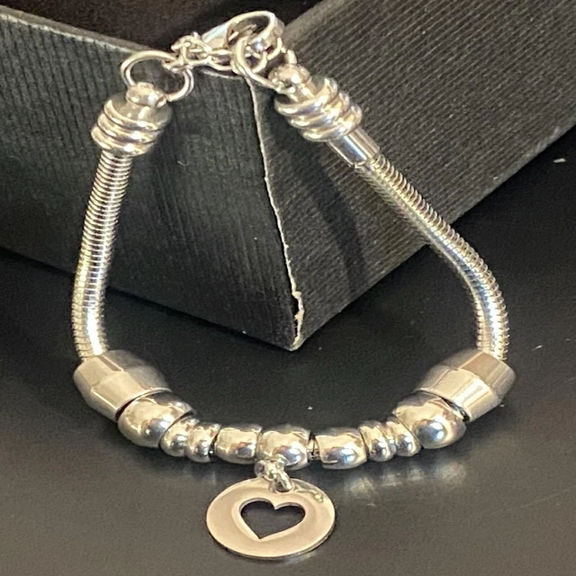 Bracciale tipo pandora da donna con charms in acciaio inox braccialetto snake