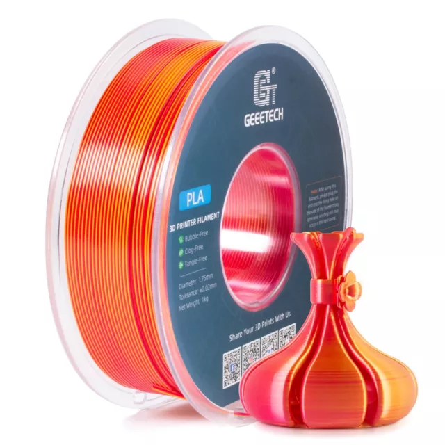 Geeetech Filamento PLA 1,75mm 1kg Lado Dorado+Rojo Dos Colores Para Impresora 3D