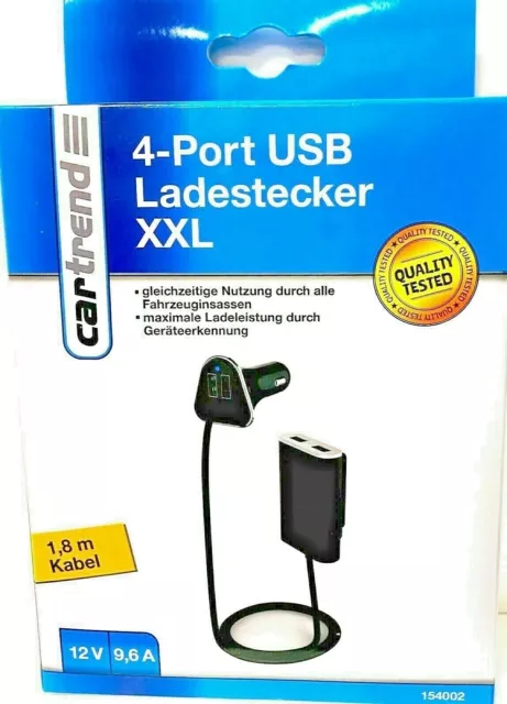 CARTREND 4-port USB Ladestecker Auto Ladegerät KFZ Ladeadapter 154002