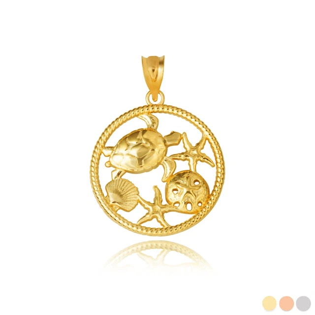 Gold Sea Life Animals Ocean Pendant Necklace in Yellow/Rose/White Gold