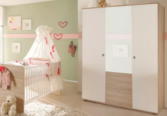 Kleiderschrank Kinderzimmer Babyzimmer Schrank Wiki Eiche Sonoma weiß 3