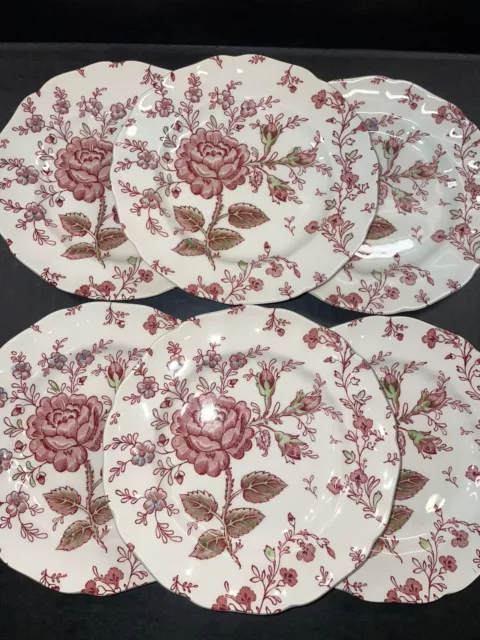 Set Of 6 Johnson Brothers ROSE CHINTZ PINK Bread Plates 6 1/8” England LOT