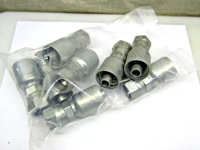 (Lot of 8) Parker P43-8 R1-R2-R3 OA3D Straight Swivel Crimp on Hydraulic Fitting