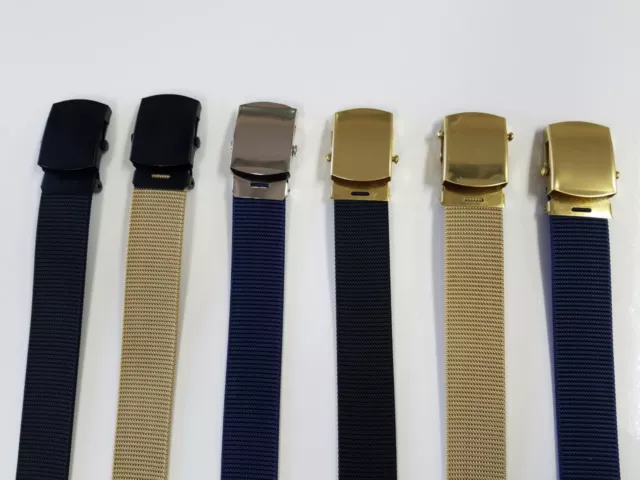 Nylon Web Belt Military Style Black Navy Khaki