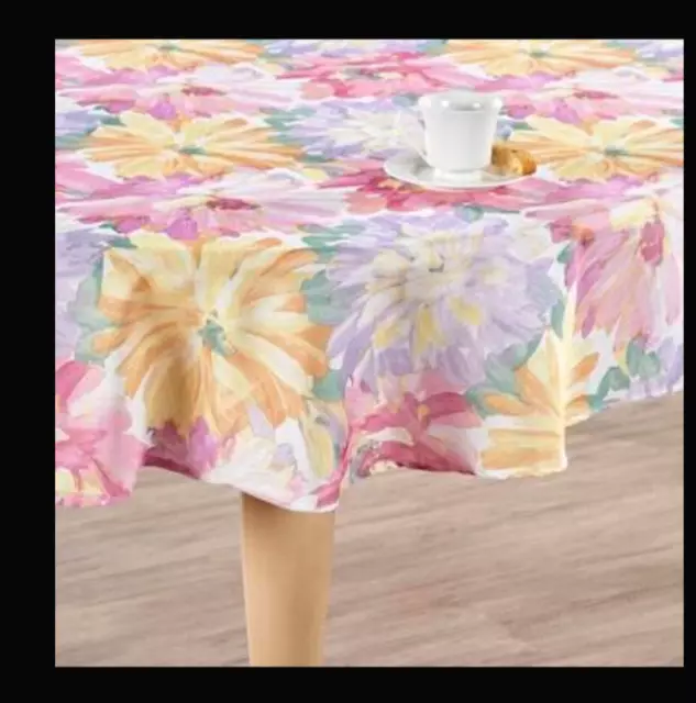 60" x 84" oblong rectangle  spring pastel floral TABLECLOTH Miami Style  Easter