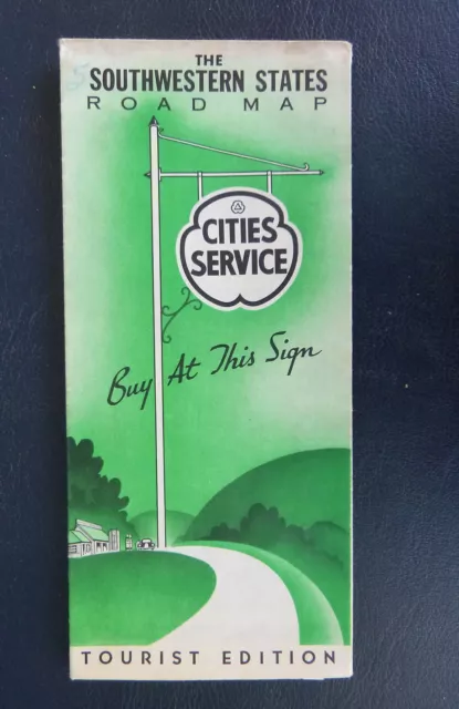 1939 Southwestern United States road map Cities Service oil gas route 66 CA AZ